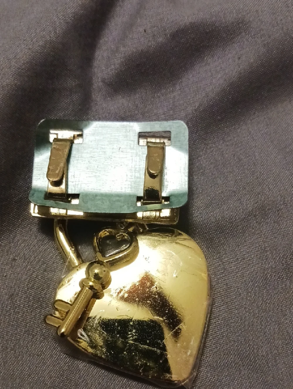 Betsey Johnson Gold-Tone & Pink Heart Padlock Key Charm